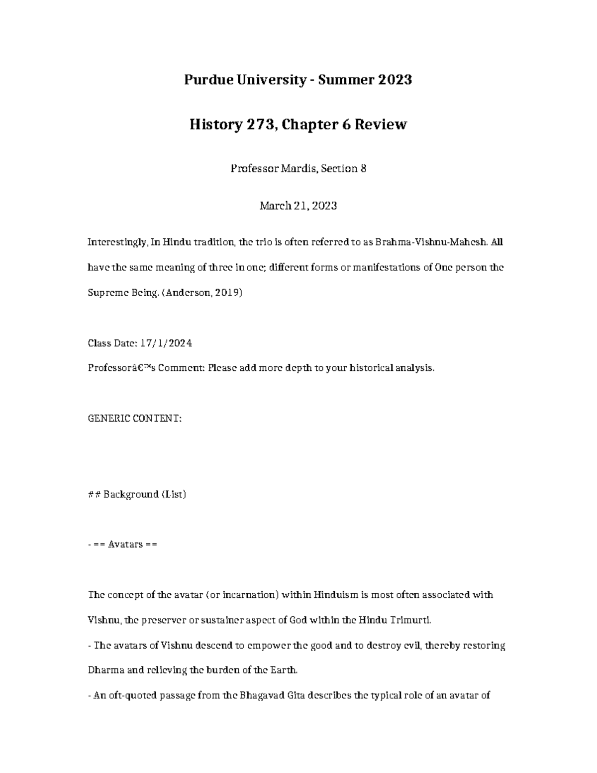 Purdue University History 273 Summer 2023, Chapter 6 Review Notes - Studocu
