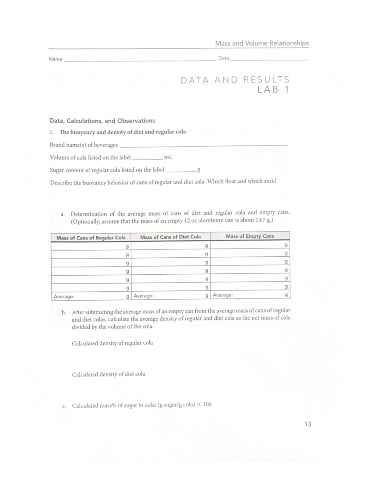 Lab 1 - Experimental Procedures and Results Overview - Studocu