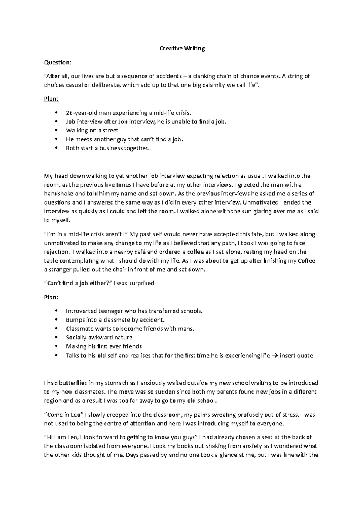Creative Writing - Just notes man feel free to use - Creative Writing ...