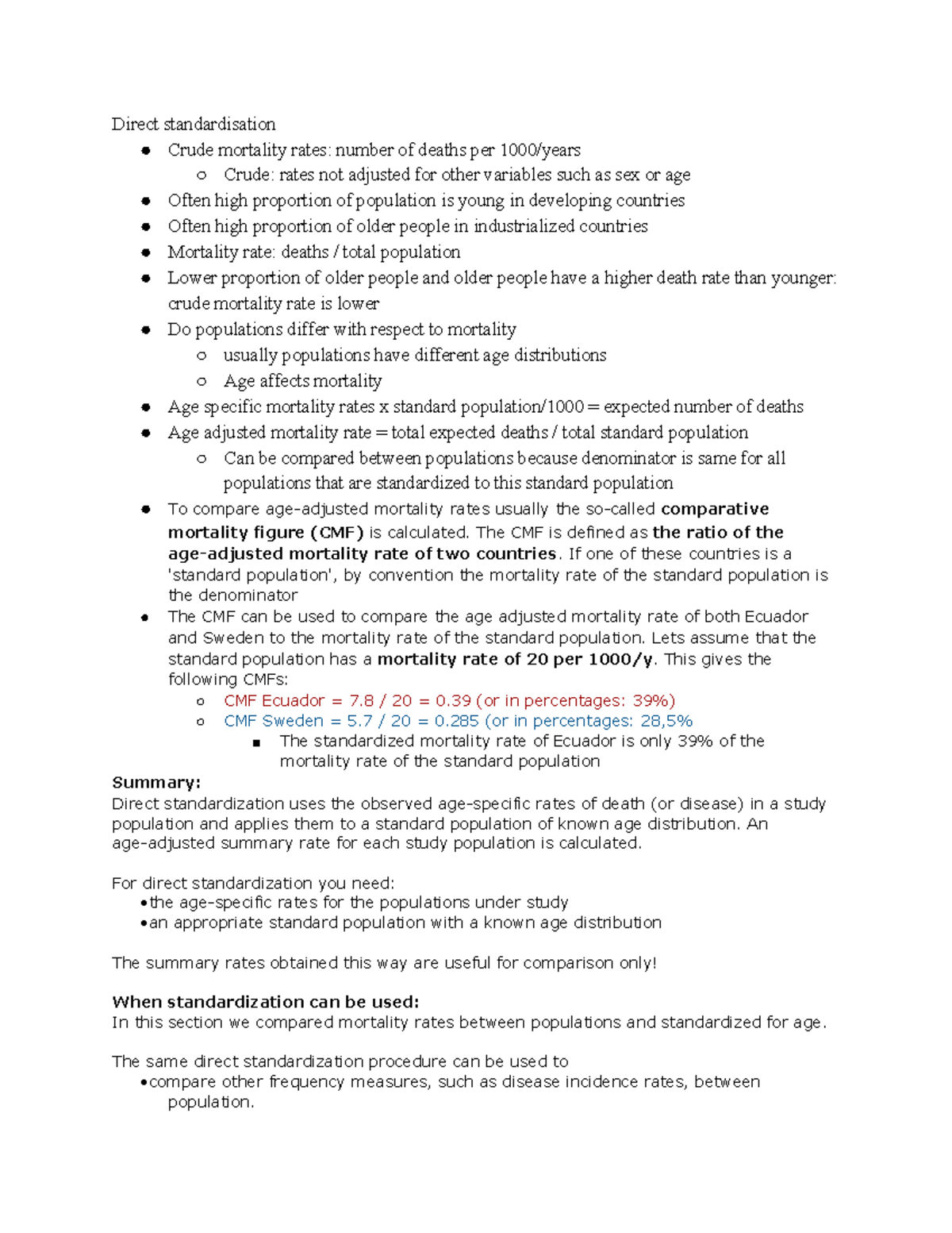 Standardisation and Mortality Rates: A Comprehensive Overview - Studeersnel