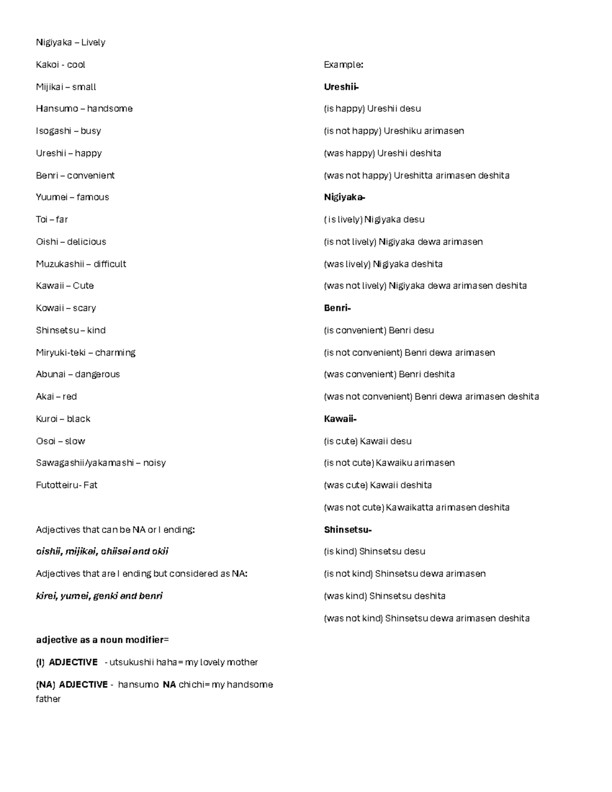 Adjectives Review: Understanding Japanese Descriptive Terms (Folang ...