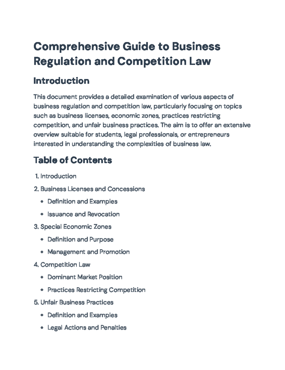 Comprehensive Overview of Business Regulation & Competition Law ...
