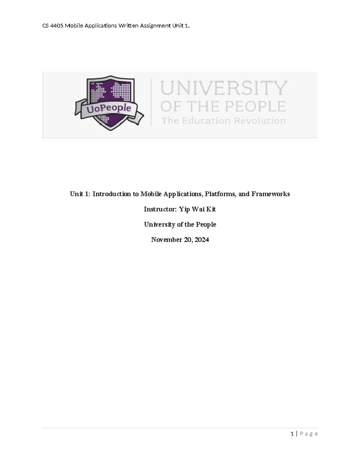 Cs 4405 Written Assignment: Exploring Mobile App Development Frameworks ...