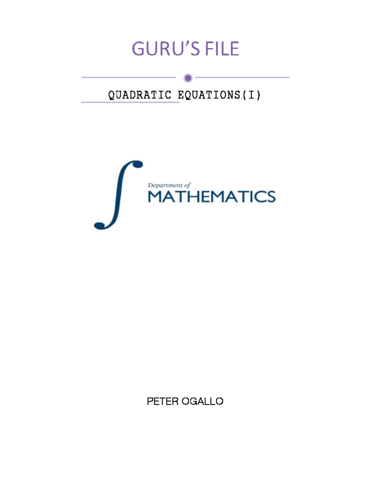 2.15 Quadratic Expressions and Equations Teaching notes and questions ...
