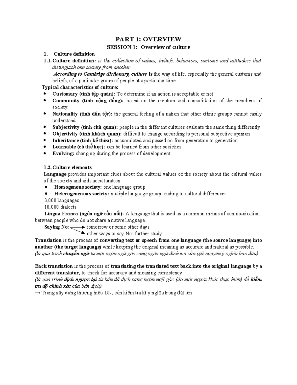 BUS 101: Overview of Business Culture & Cross-Cultural Comm. - Studocu