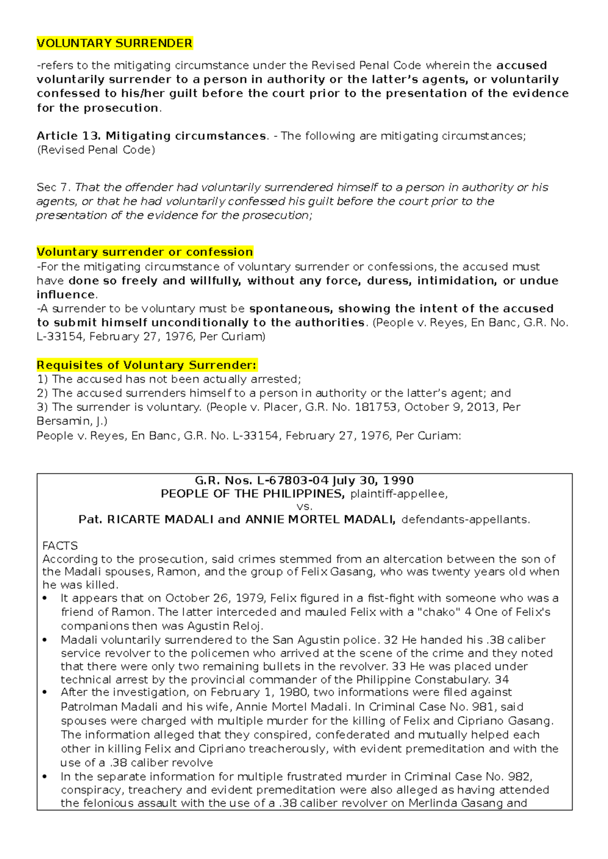 Concept of Voluntary Surrender in Revised Penal Code: Key Insights ...