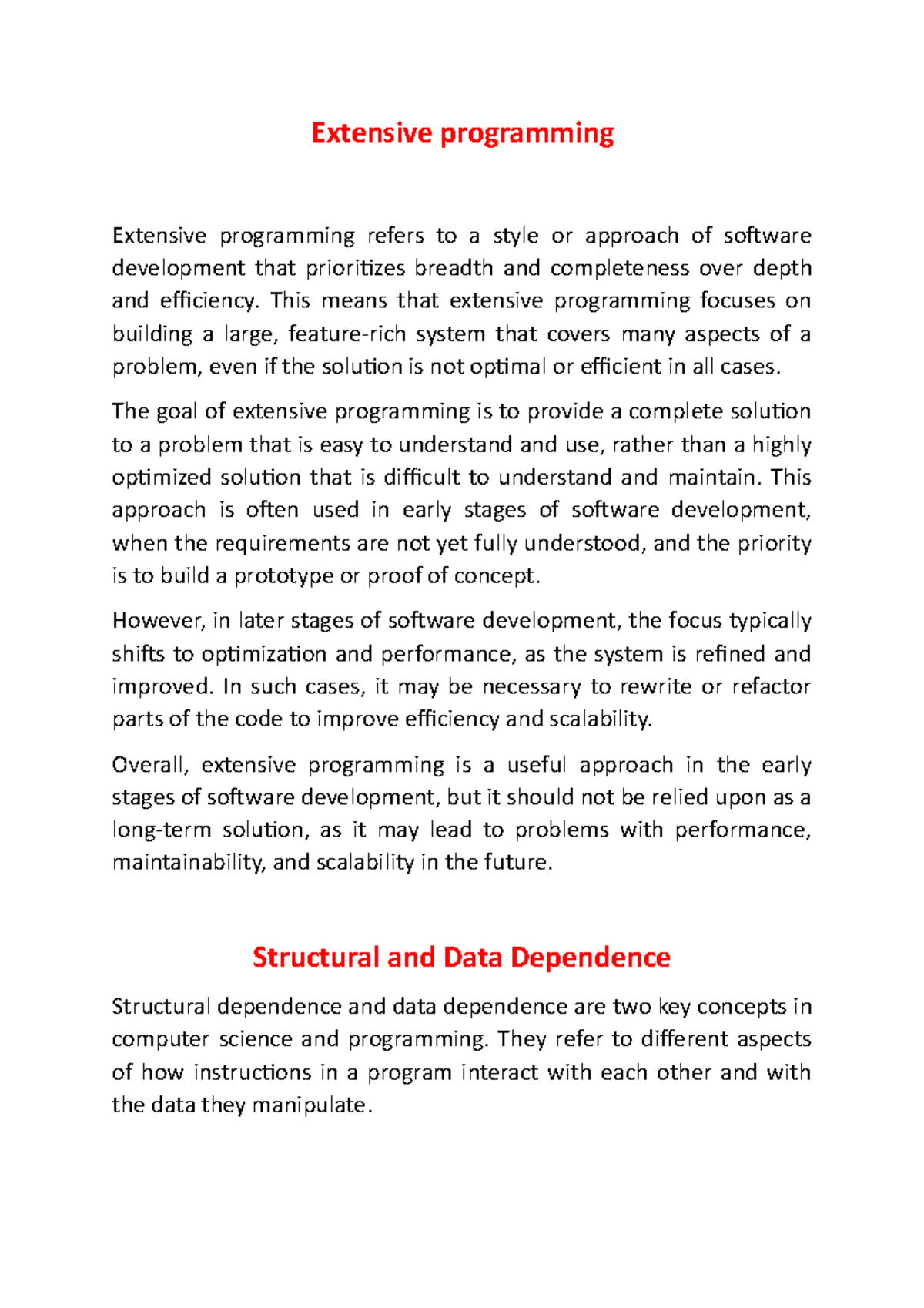 Extensive programming - Extensive programming Extensive programming ...