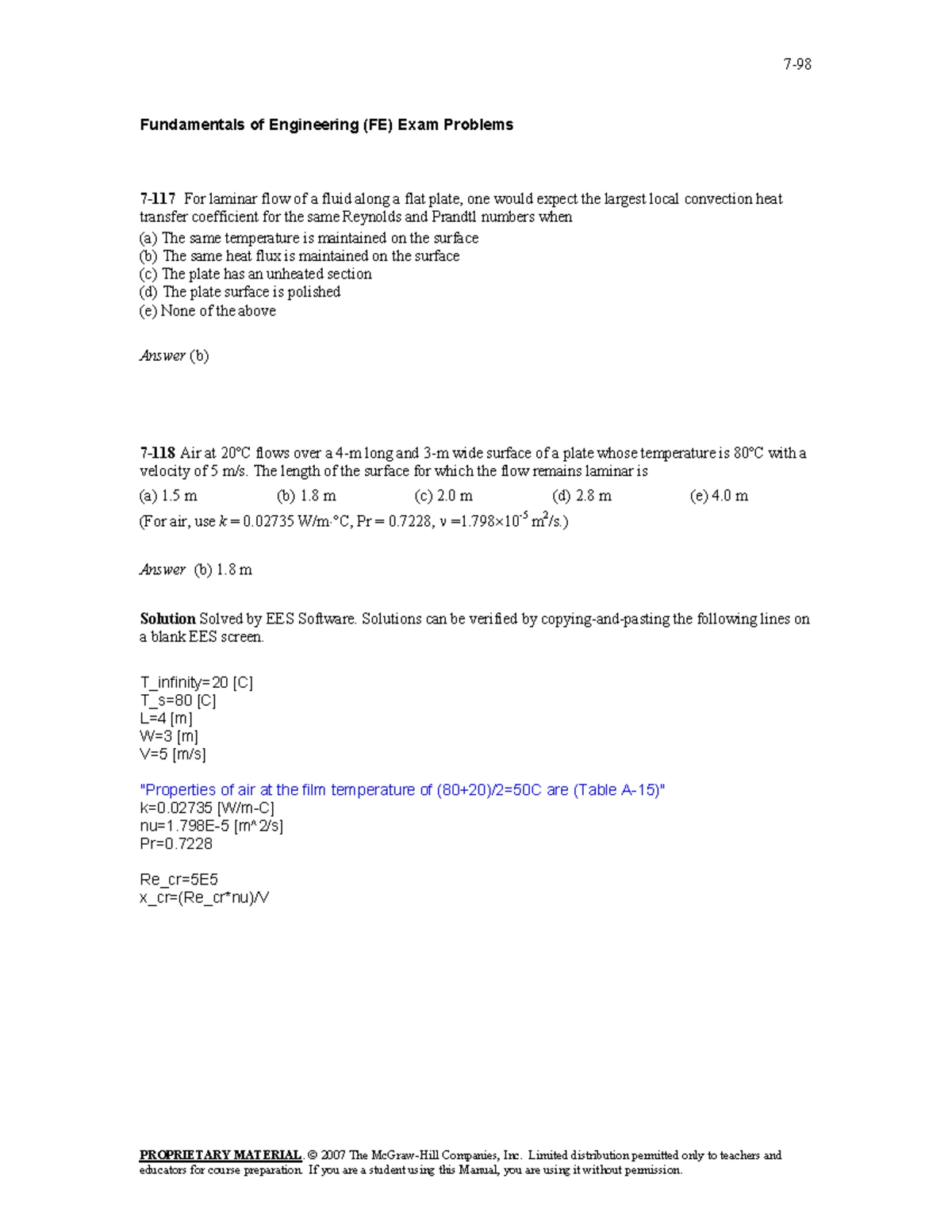 Final Exam Formula Sheet for MECH 352 - Heat Transfer I - Studocu