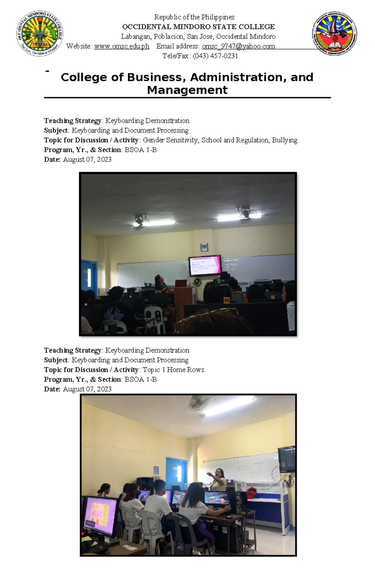 BSOA-1-B Final - different kinds of businesses - OCCIDENTAL MINDORO ...