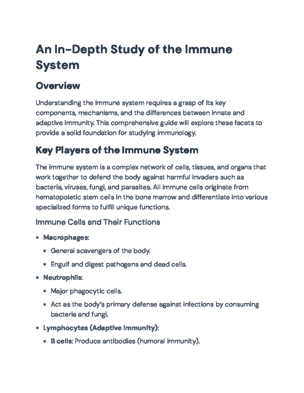 A Comprehensive Guide to the Immune System: Key Concepts and Functions ...