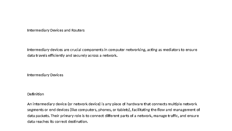 Intermediary Devices & Routers: Key Networking Components - Studocu