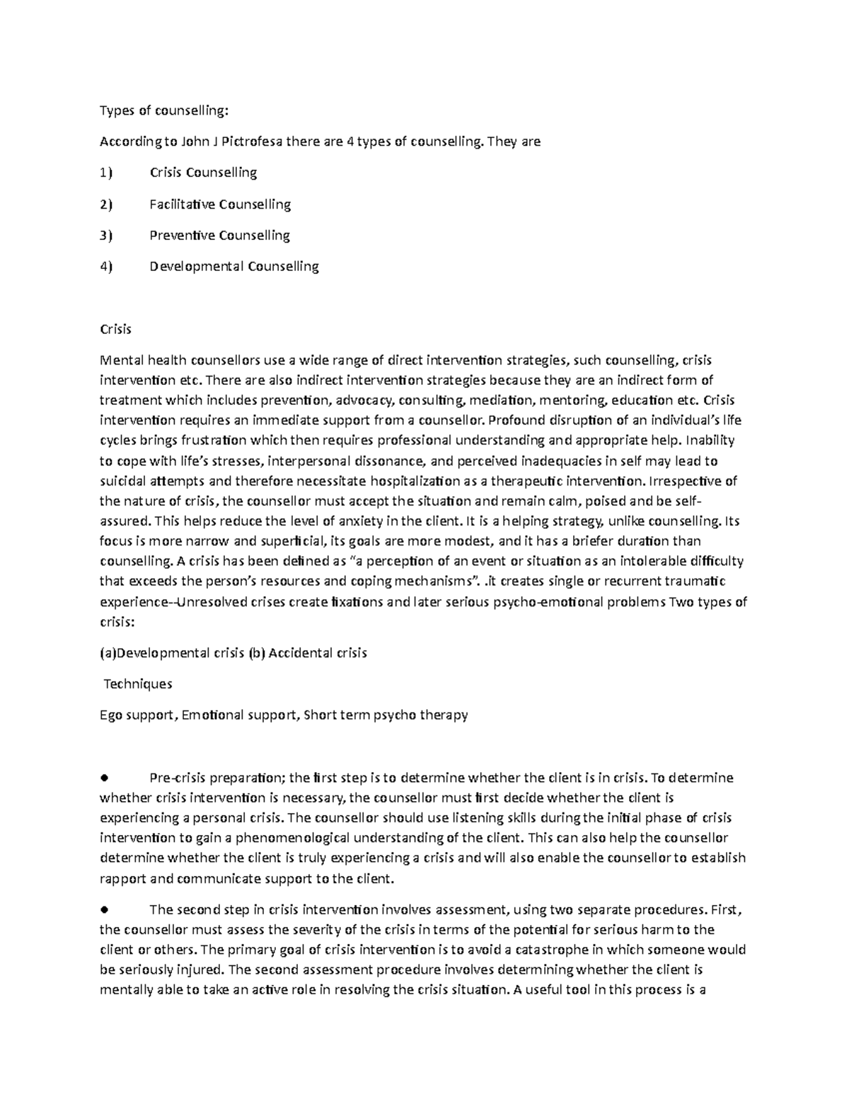 Counseling Notes: Types and Techniques for Effective Intervention - Studocu