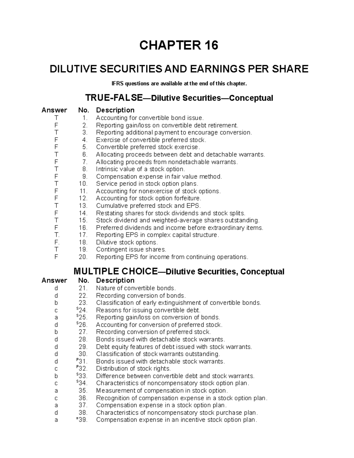 Yehisab kelfel 16 - CHAPTER 16 DILUTIVE SECURITIES AND EARNINGS PER ...