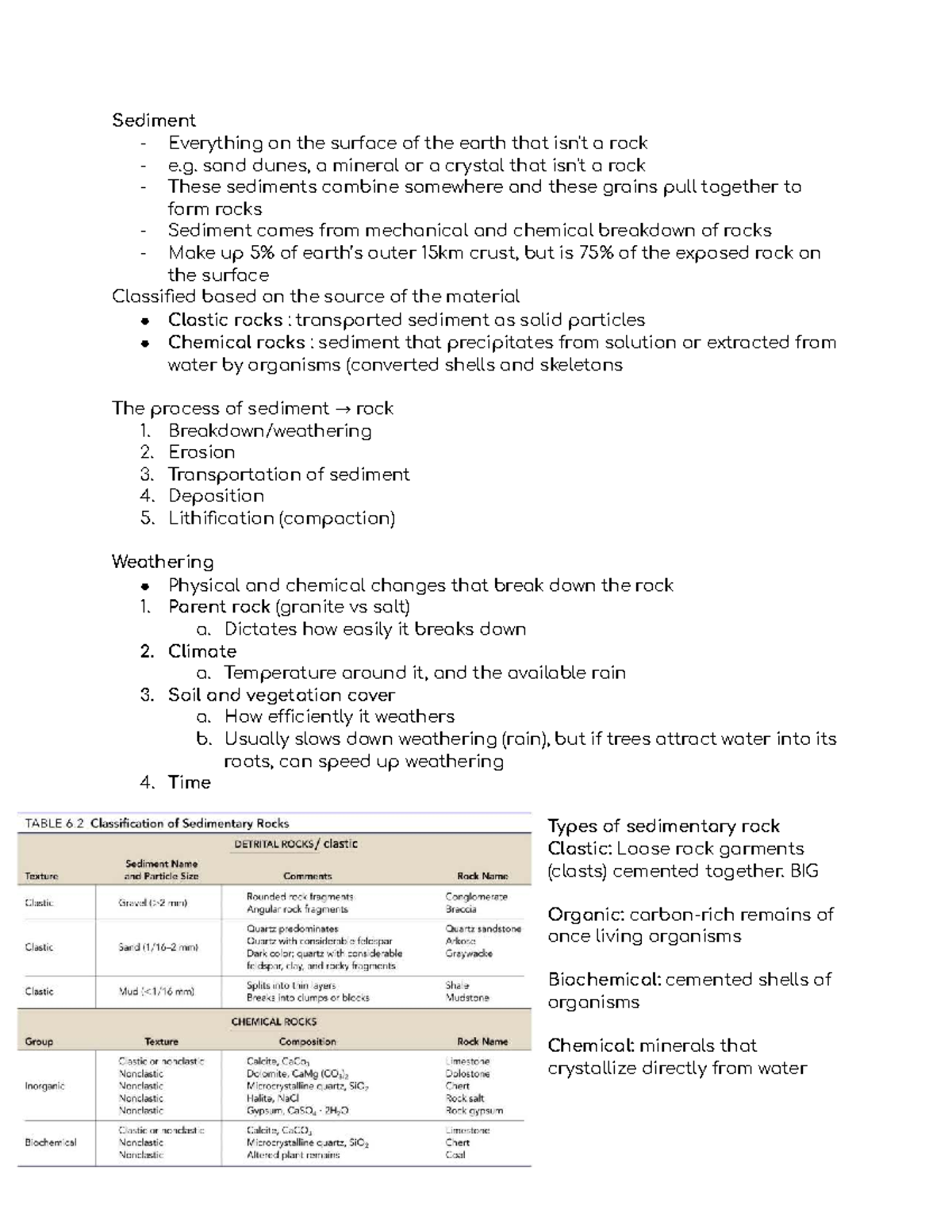 GEO1111 Lecture Notes - Sediment and Rock Formation (Lecture 4-5) - Studocu