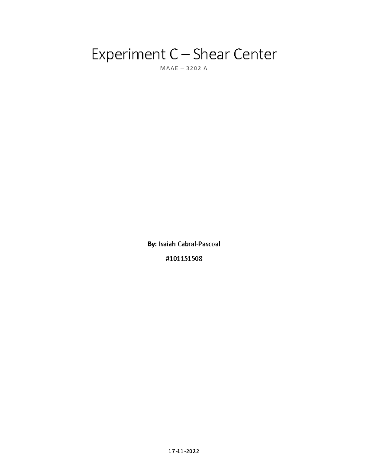 Lab 3 Shear Center - Isaiah Cabral-pascoal #101151508 - 17-11 ...