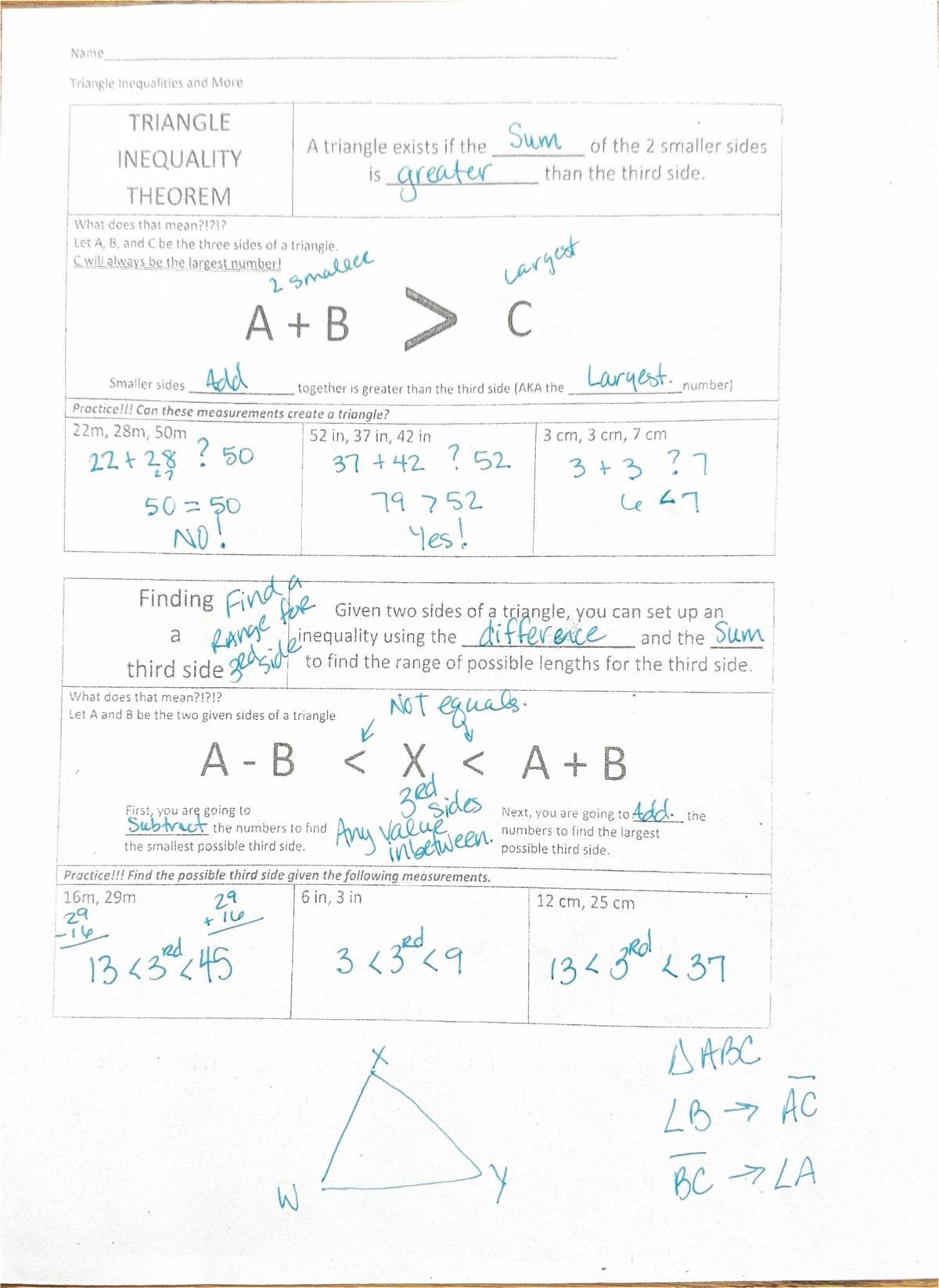 Triangle Inequality Lesson Notes (MATH 101) - Studocu