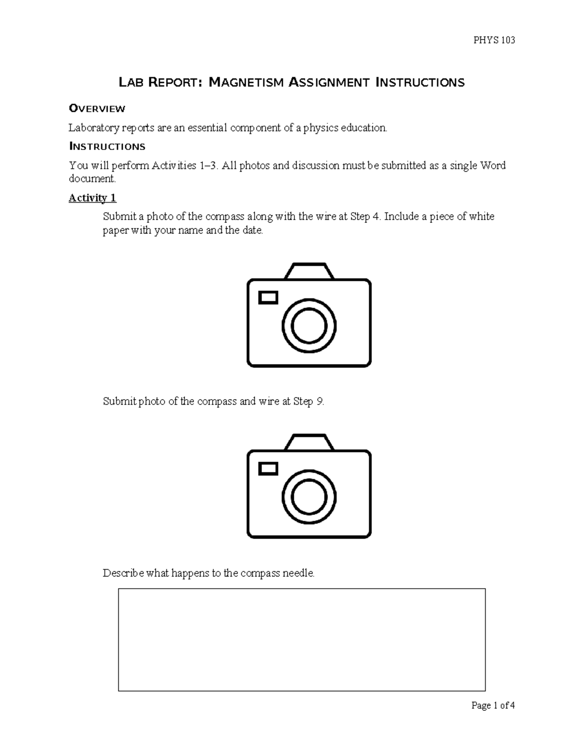 PHYS 103 Lab Report: Magnetism Assignment Guidelines - Studocu
