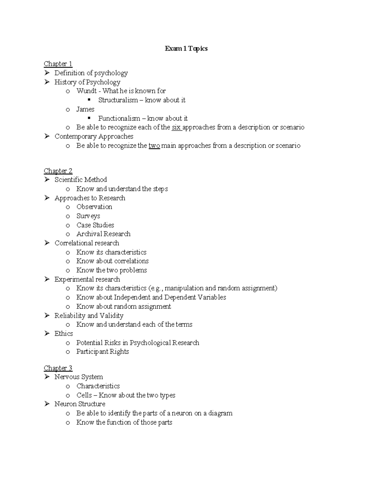 Psychology 101: Exam 1 Review - Key Concepts & Topics Overview - Studocu