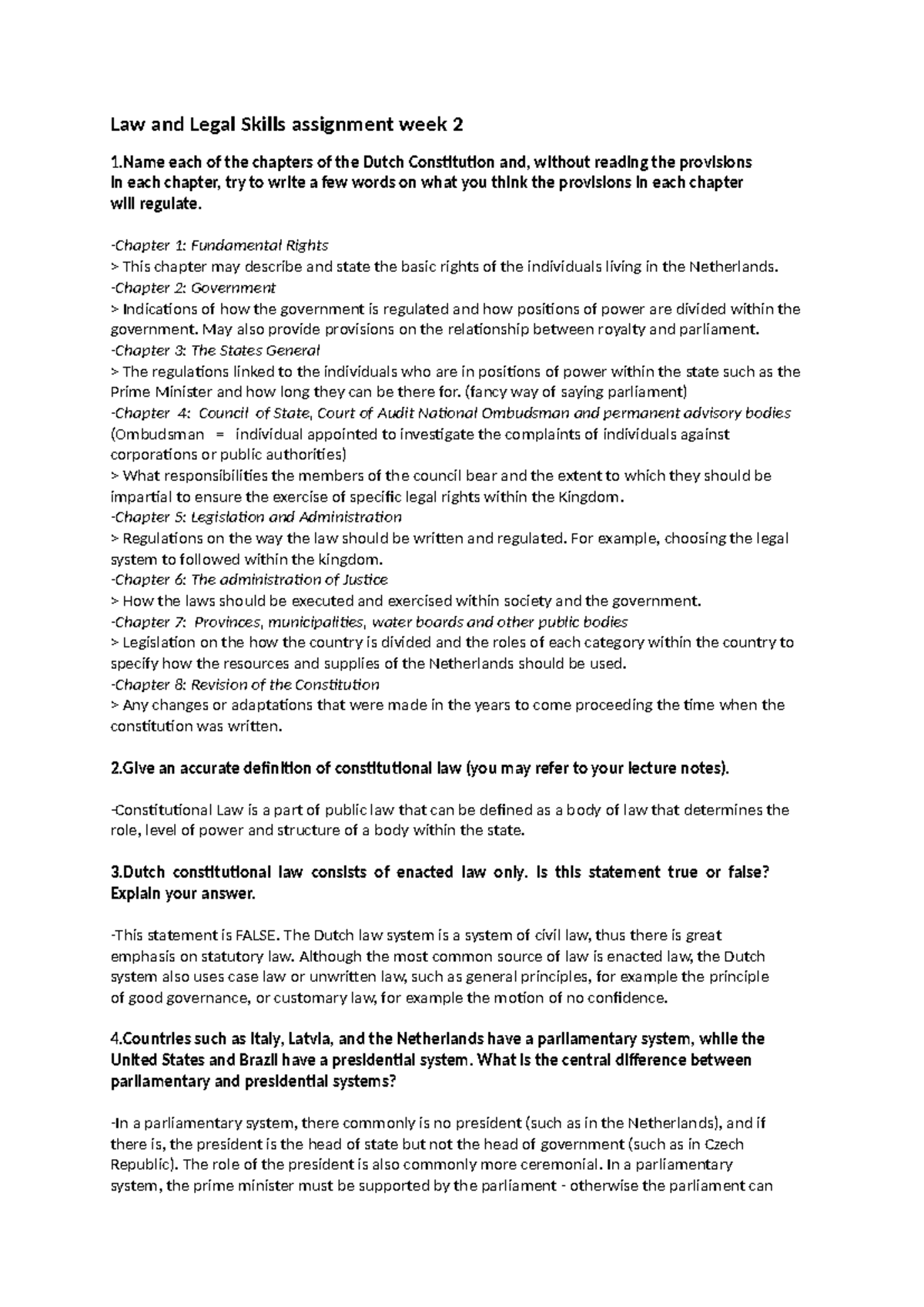 Law and Legal Skills Assignment: Week 2 Overview and Analysis - Studeersnel