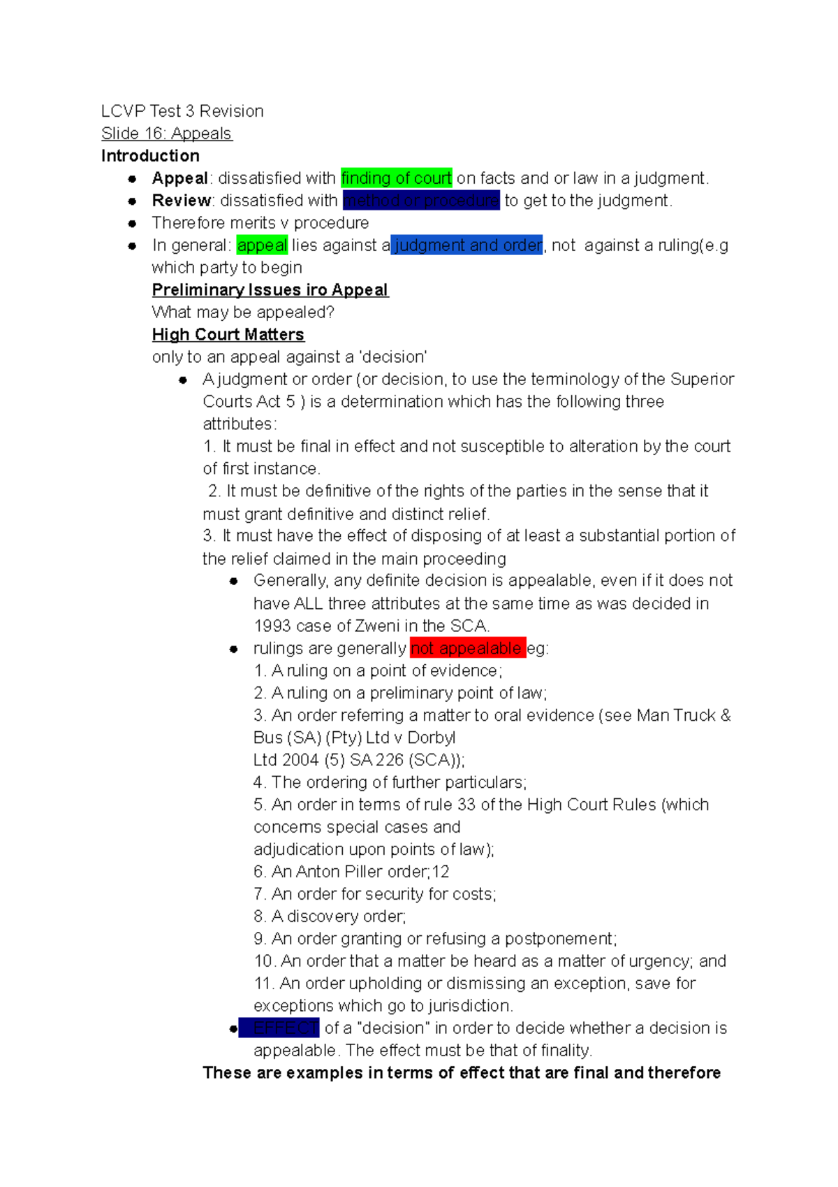 LCVP Test 3 Revision: Understanding Appeals and Procedures - Studocu