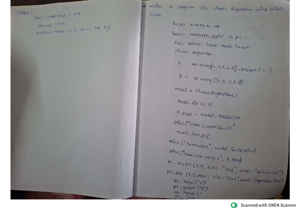 PA Lab Experiment 1-4: Linear & Logistic Regression Programs - Studocu