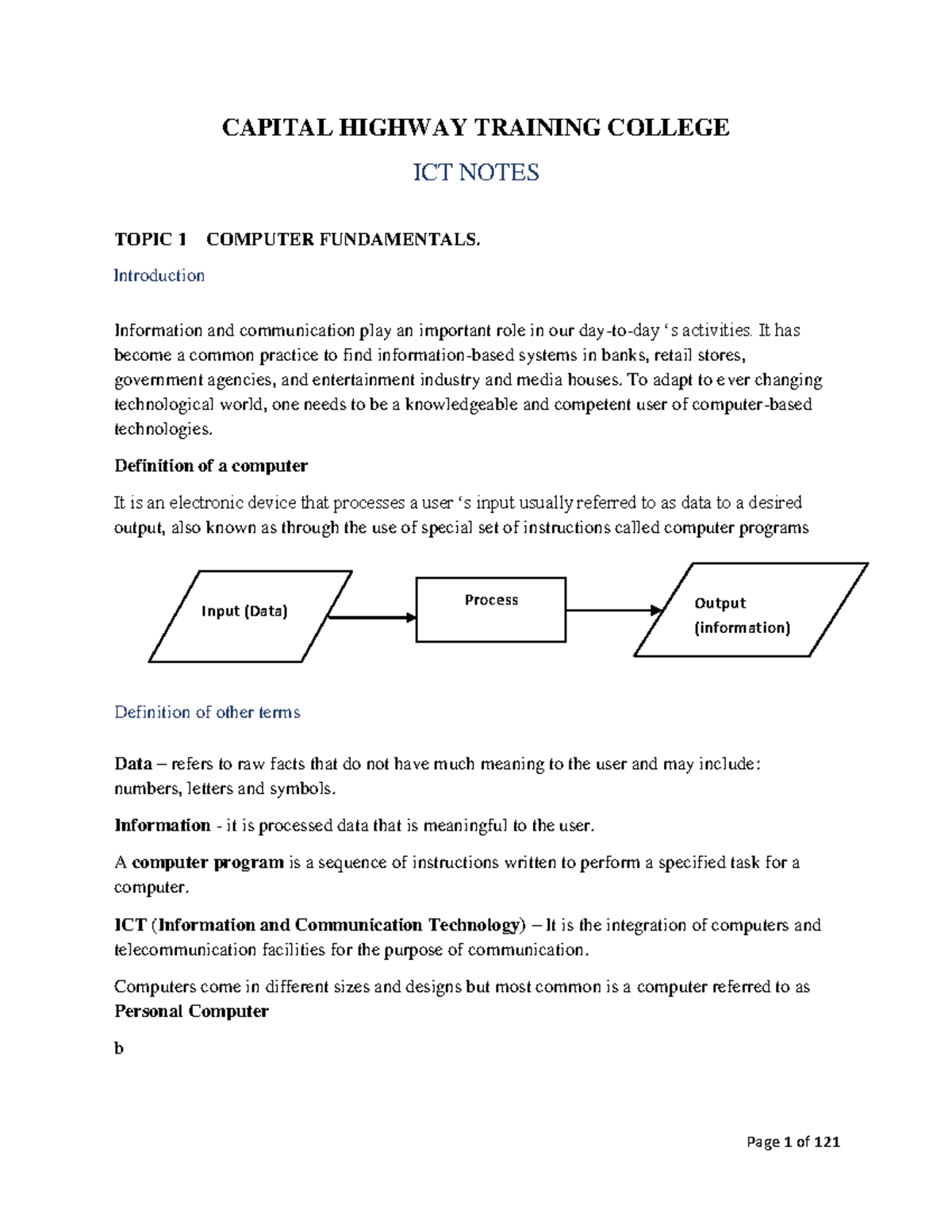 ICT Notes: Computer Fundamentals and Software Overview (Module XYZ ...
