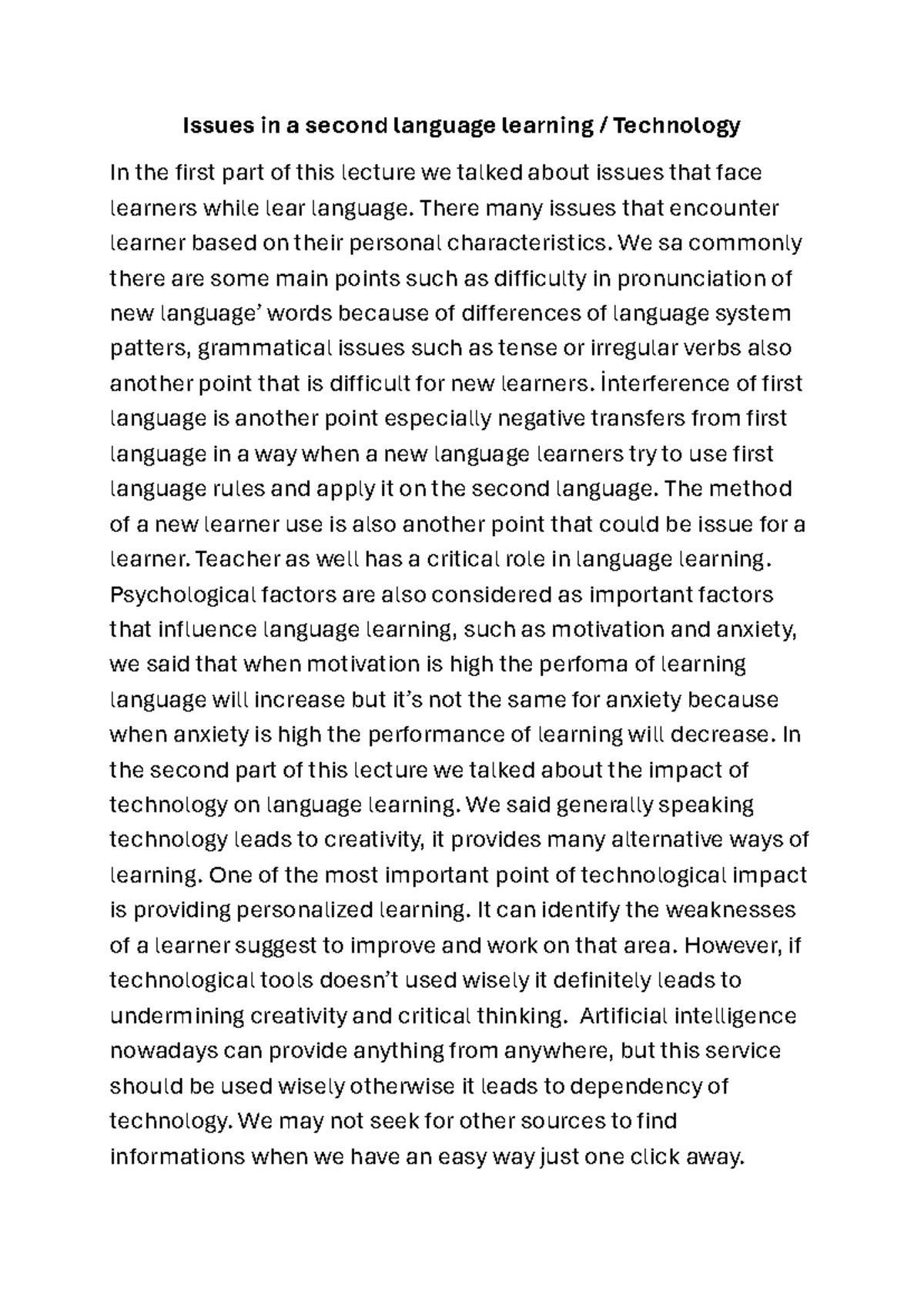 Issues and technology - It's about language learning. - Issues in a ...