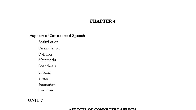 CHAPTER 4: Aspects of Connected Speech - Assimilation, Dissimilation ...