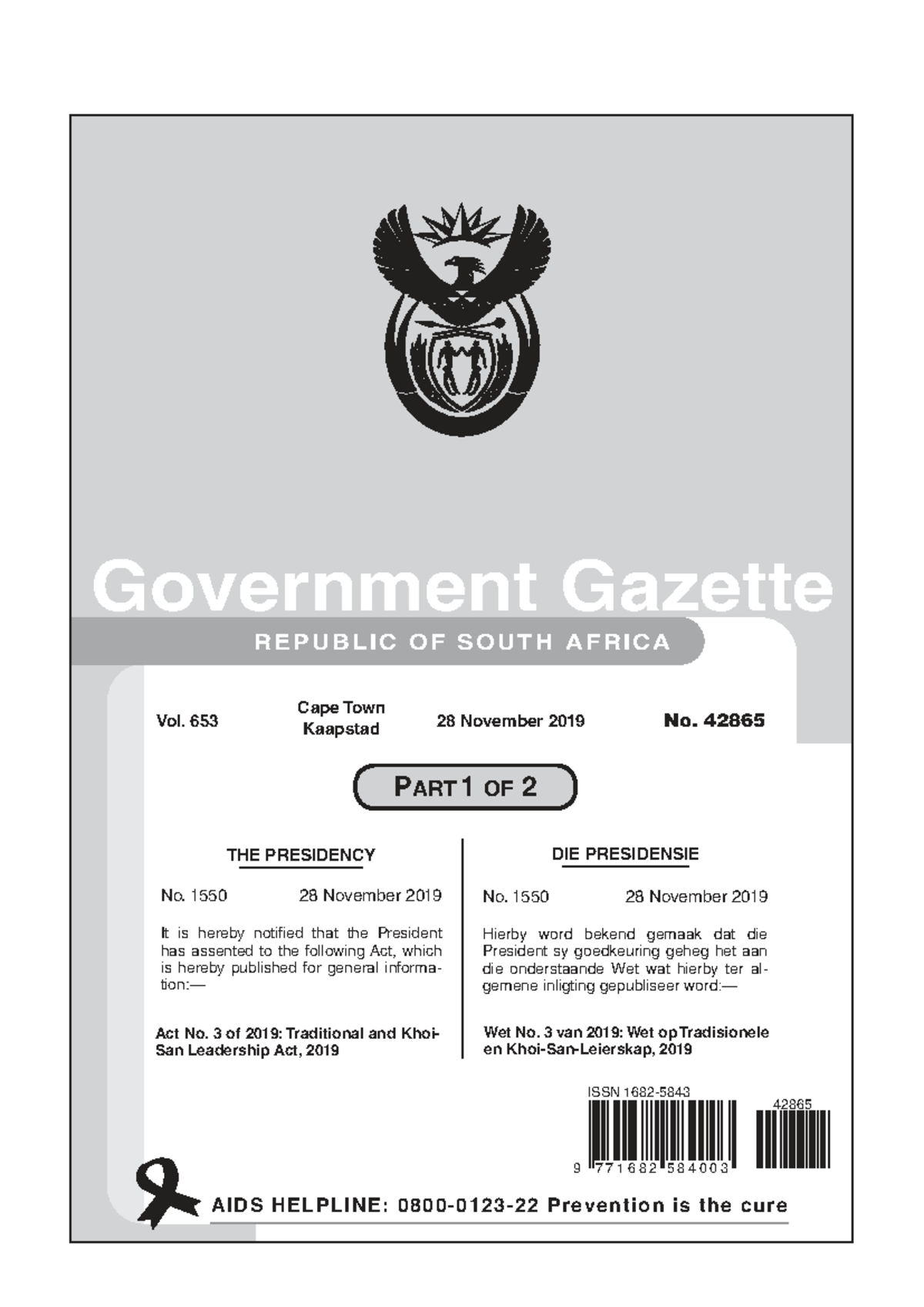 Government Gazette: Act No. 3 of 2019 - Traditional and KhoiSan ...