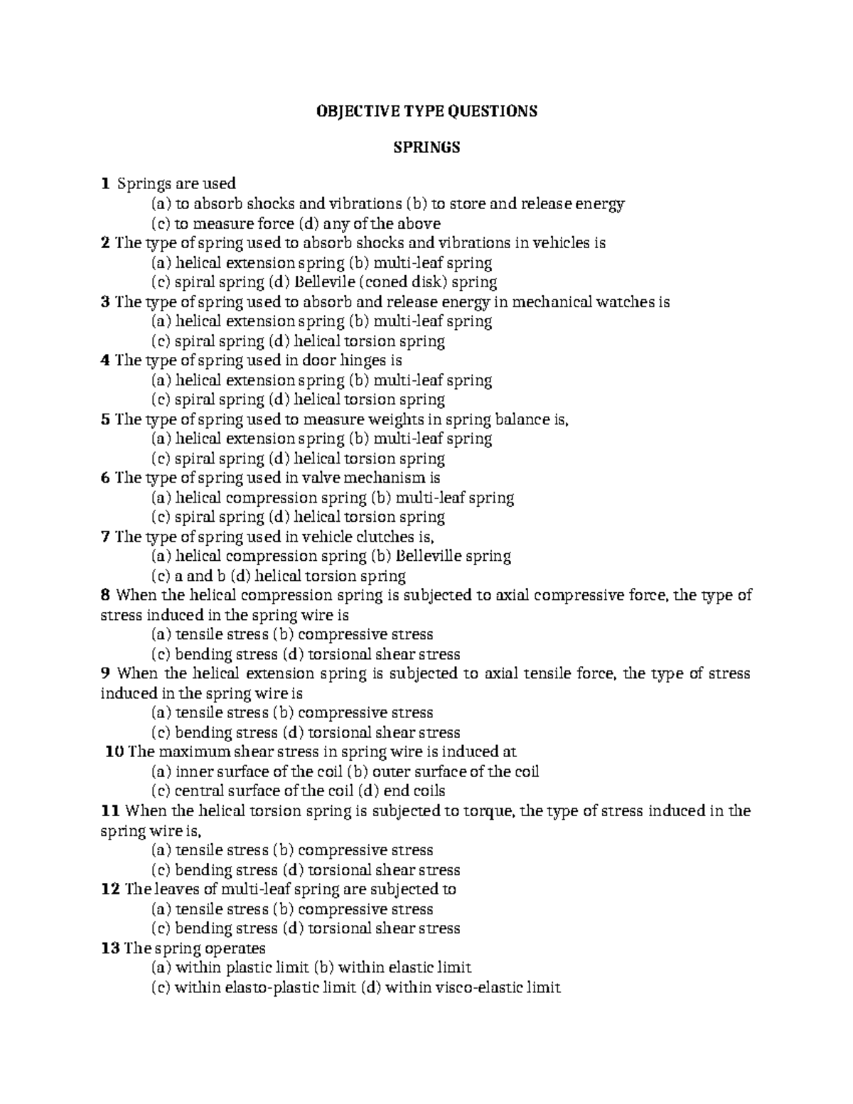 Objective DME Spring - MCQ Questions and Answers - Studocu