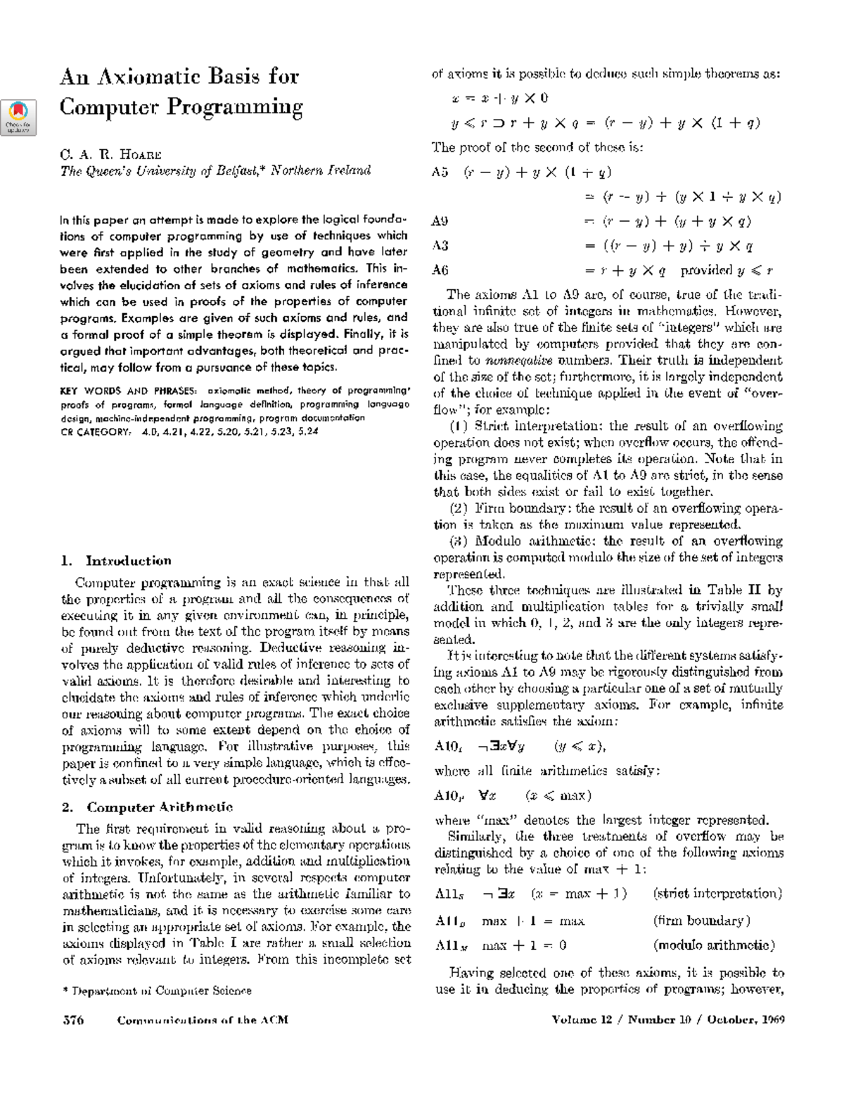 363235 - programación básica - An Axiomatic Basis for Computer ...
