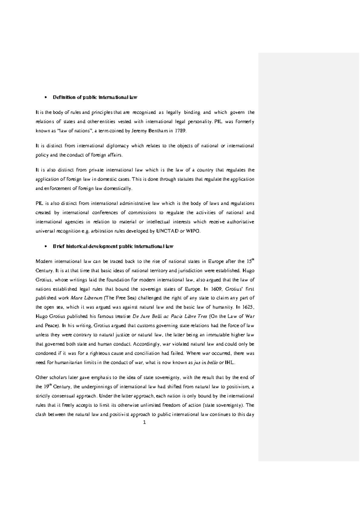 PIL 101: Comprehensive Notes on Public International Law - Studocu
