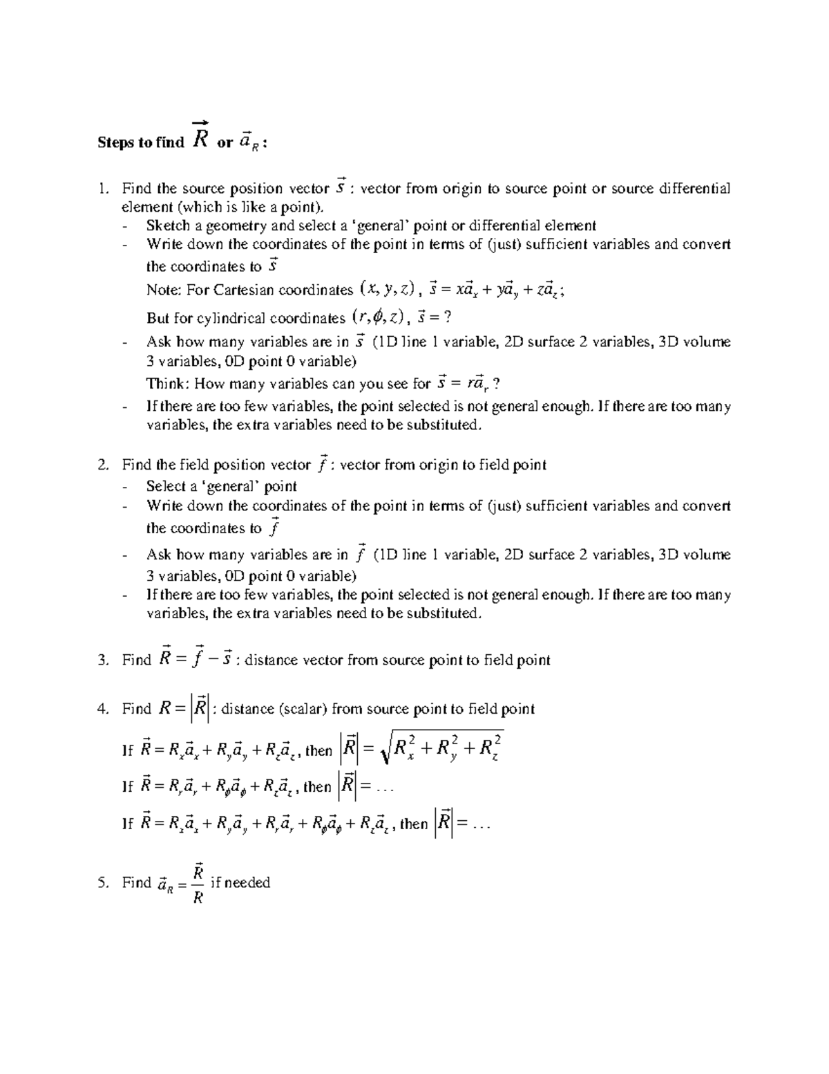 Steps to Find R or aR: Vector Analysis Guide - Studocu