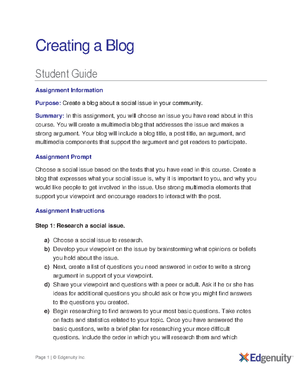 CBC224 - Creating a Multimedia Blog on Social Issues: Student Guide ...