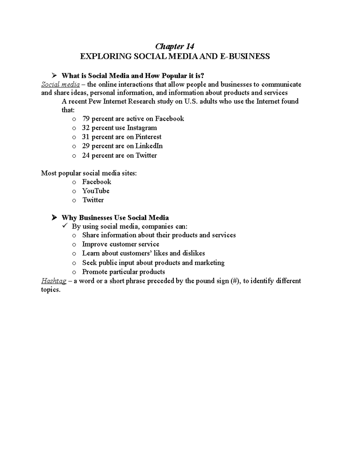 Chapter 14 Business Lecture Notes: Social Media & E-Business Insights ...