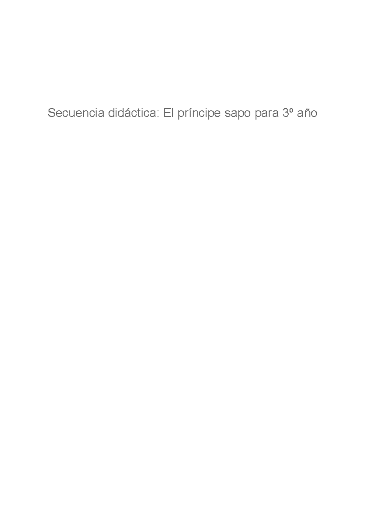 Secuencia Didáctica: El Príncipe Sapo para 3º Año (Ocx) - Document Preview
