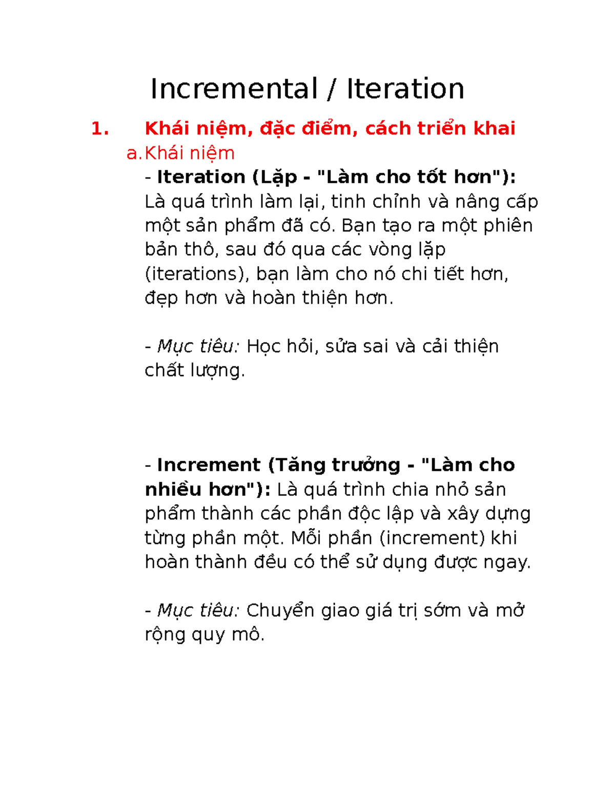 Incremental Iteration 1: Khái Niệm và Cách Triển Khai - Studocu