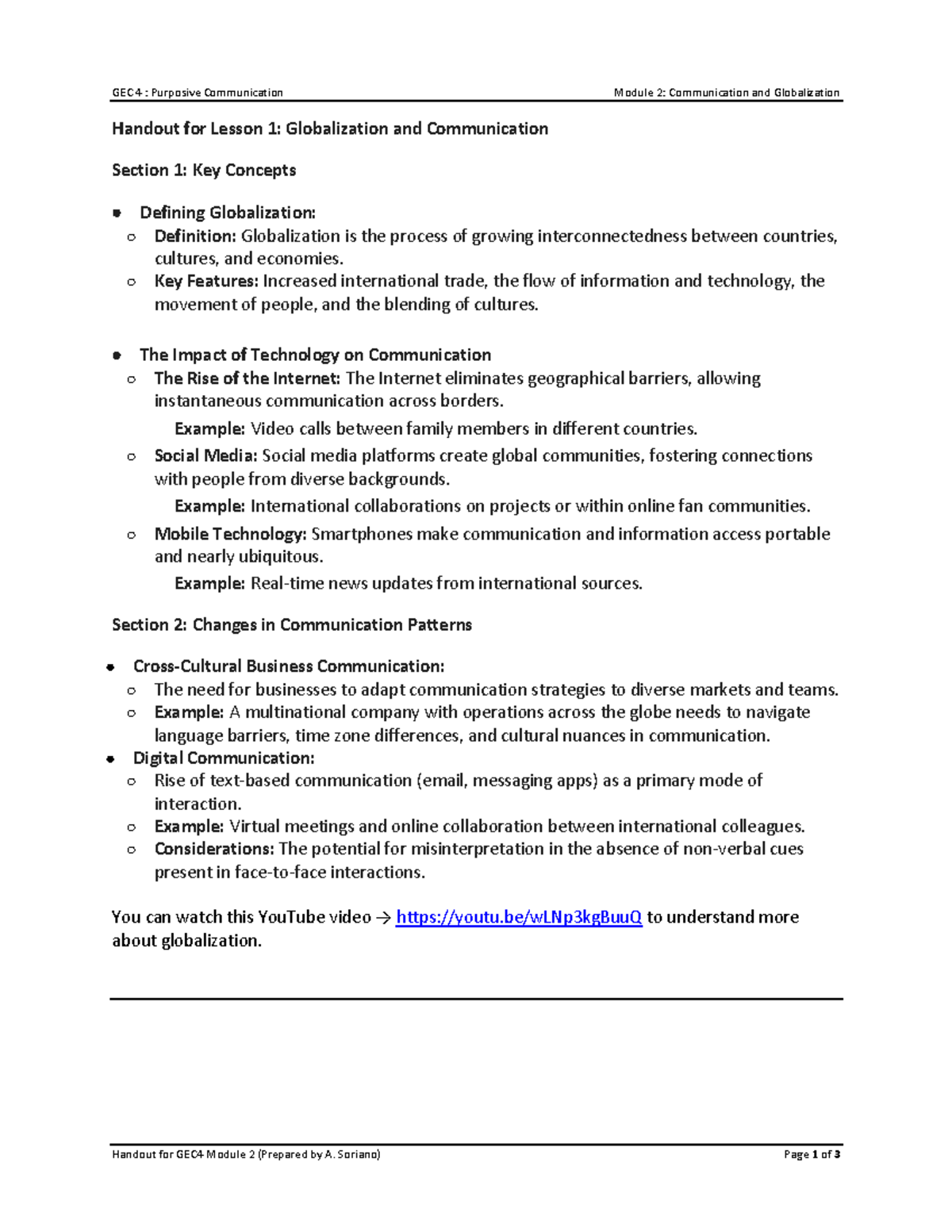 GEC4 Module 2 - Communication and Globalization - GEC 4 : Purposive ...