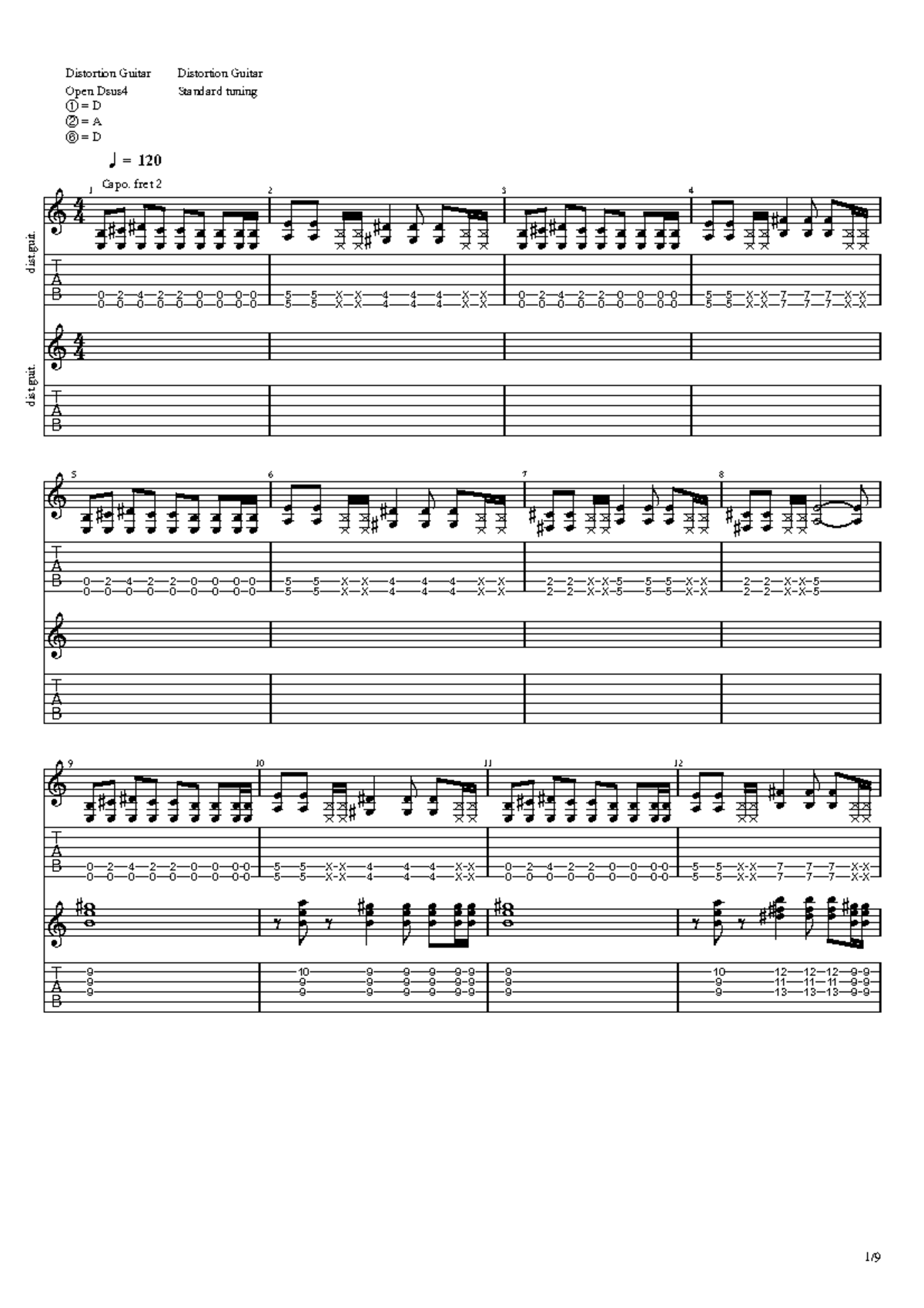 Distortion Guitar Techniques in Open Dsus4 Tuning (Final Exam) - Studocu