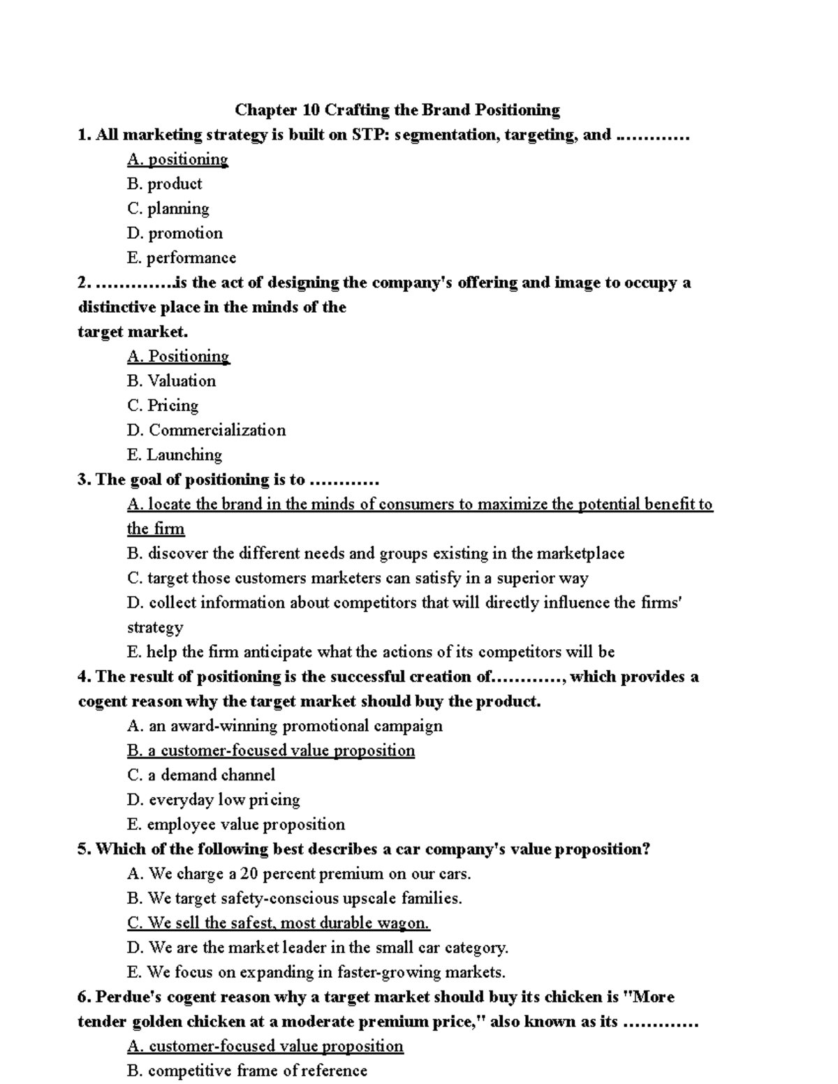 Chapter 10: Crafting the Brand Positioning - MAR TA Study Notes - Studocu