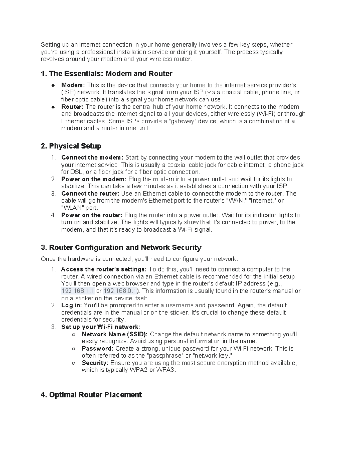 Home Internet Setup Guide: Modem & Router Essentials - Studocu