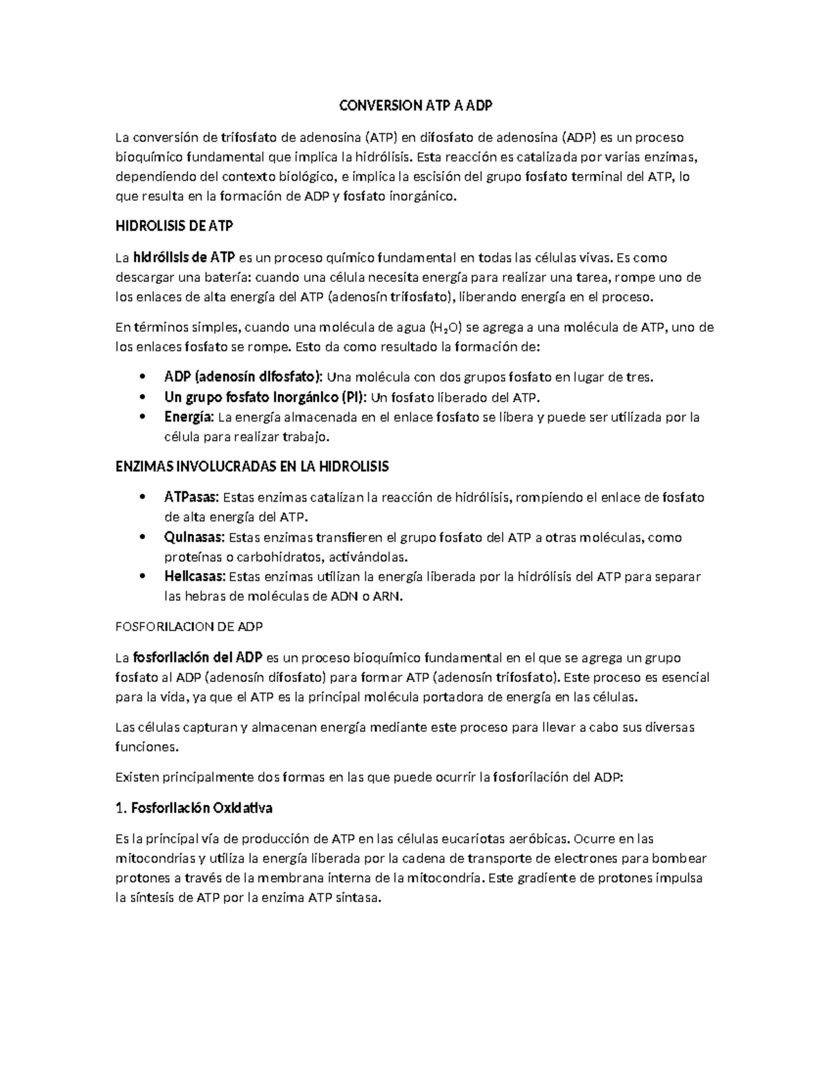Conversion ATP A ADP - CONVERSION ATP A ADP La conversión de trifosfato ...