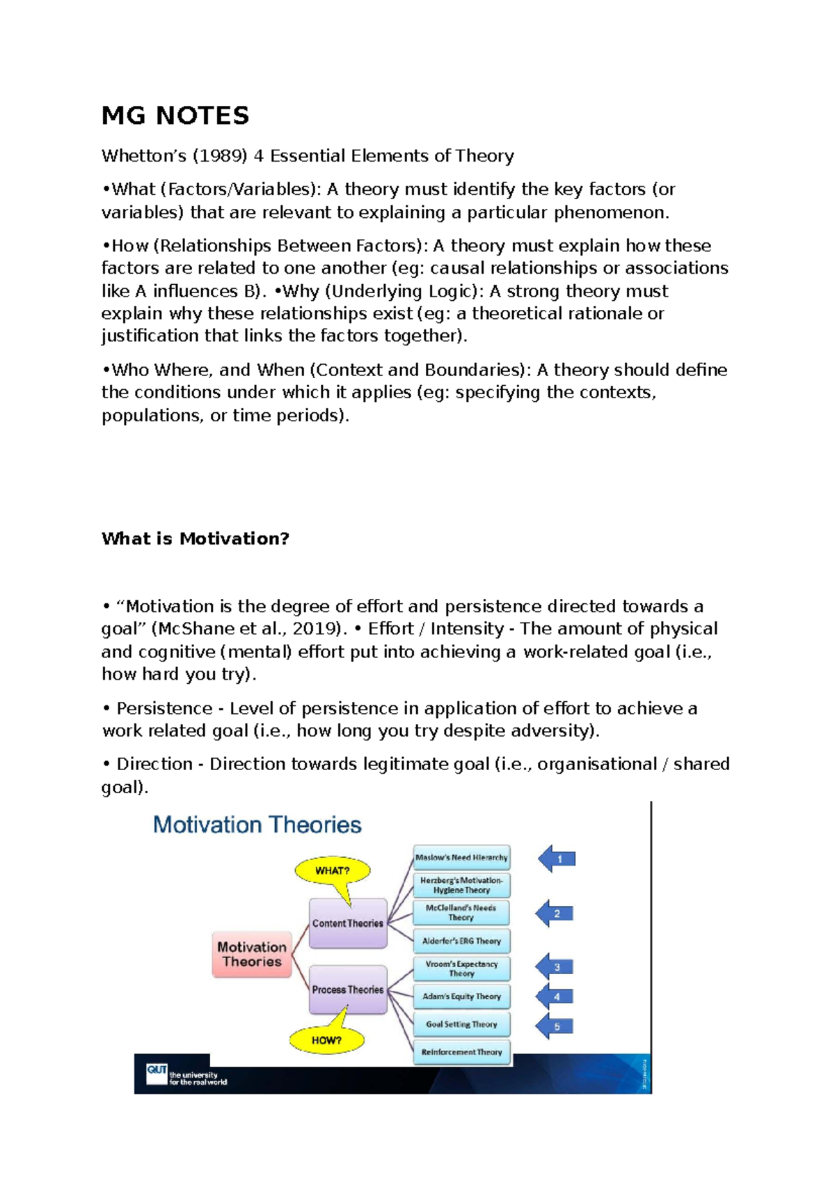 MG 1989: Key Elements of Motivation Theory and Job Design - Studocu