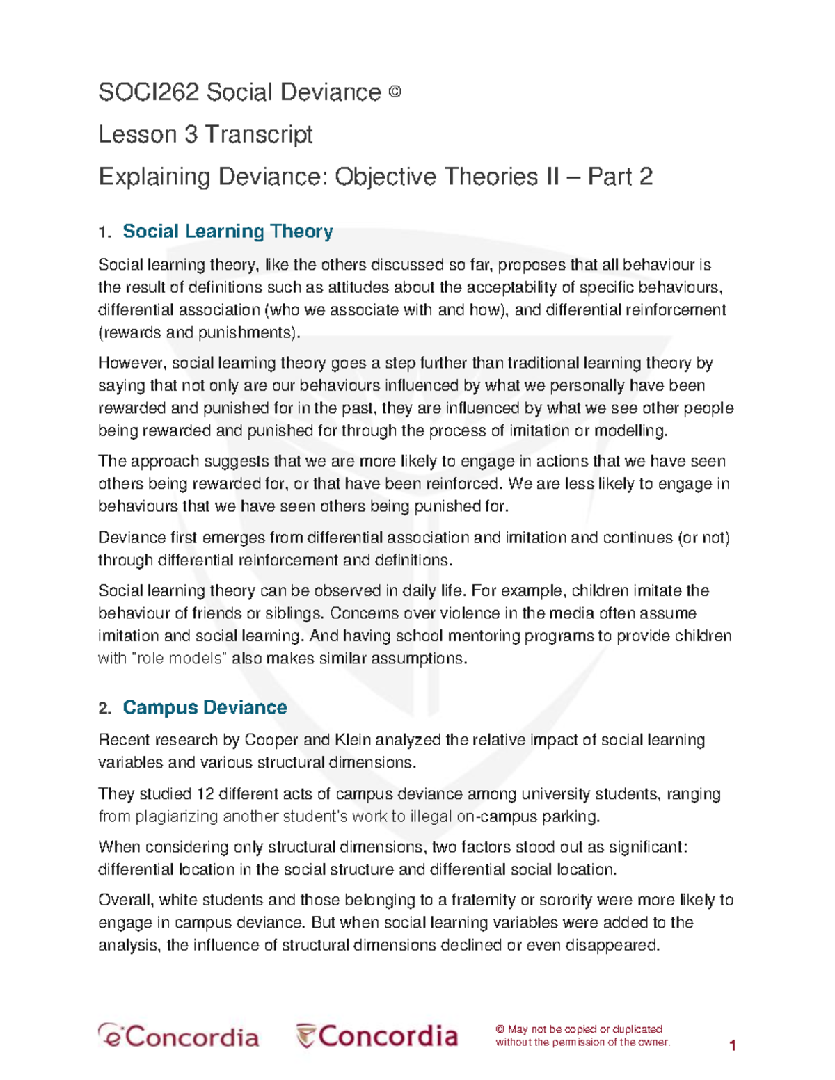 SOCI262 Social Deviance: Control Theories and Social Bonds Explained ...