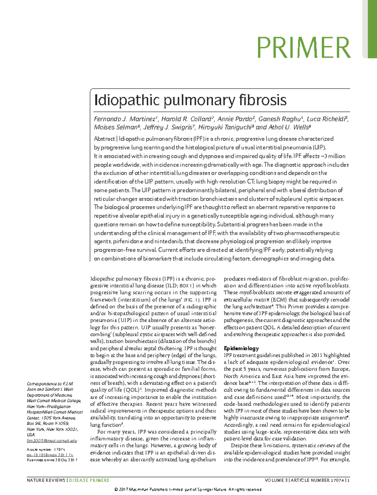 PRIMER: Idiopathic Pulmonary Fibrosis (IPF) Overview and Management ...