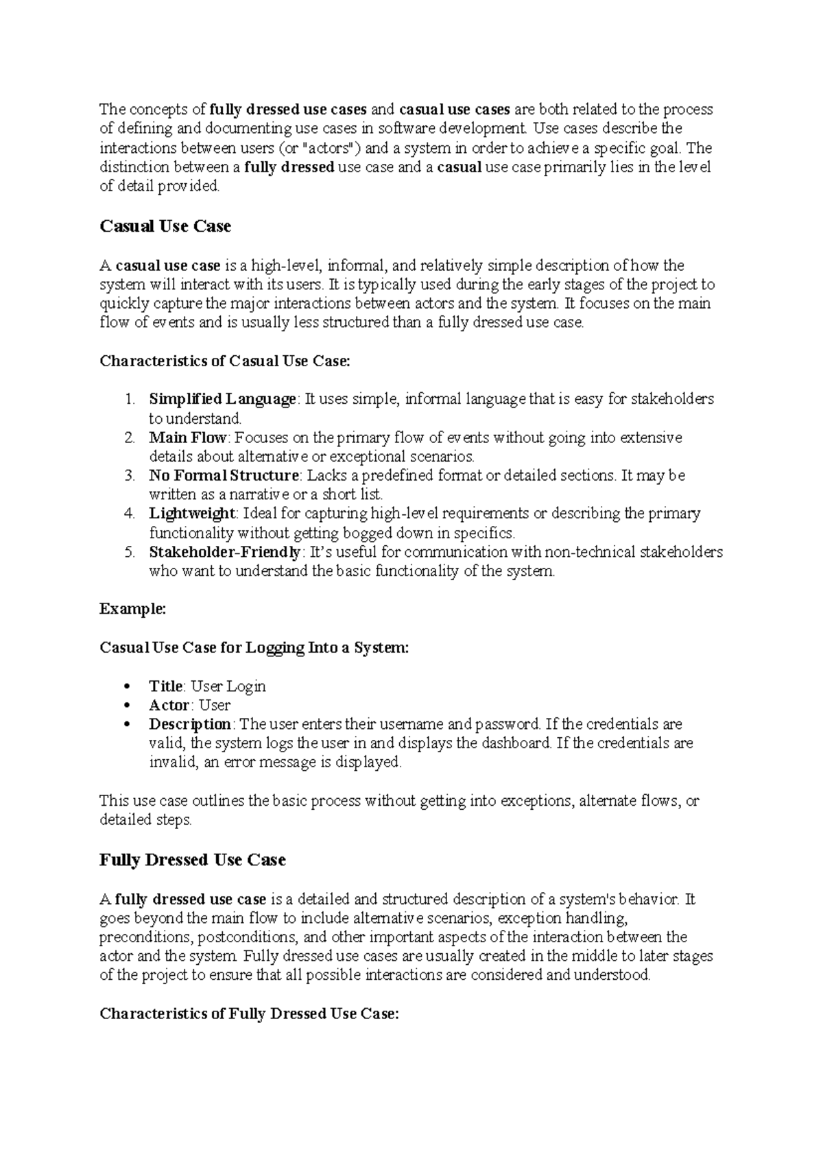 Use Cases in Software Dev: Fully Dressed vs Casual Descriptions - Studocu
