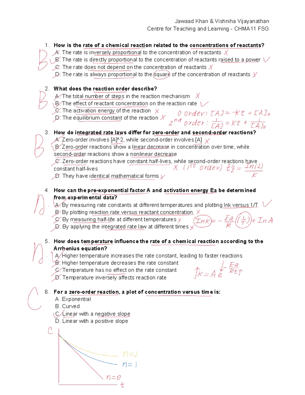 CHMA11 FSG Worksheet 1: Chemical Reaction Rates and Concepts - Studocu