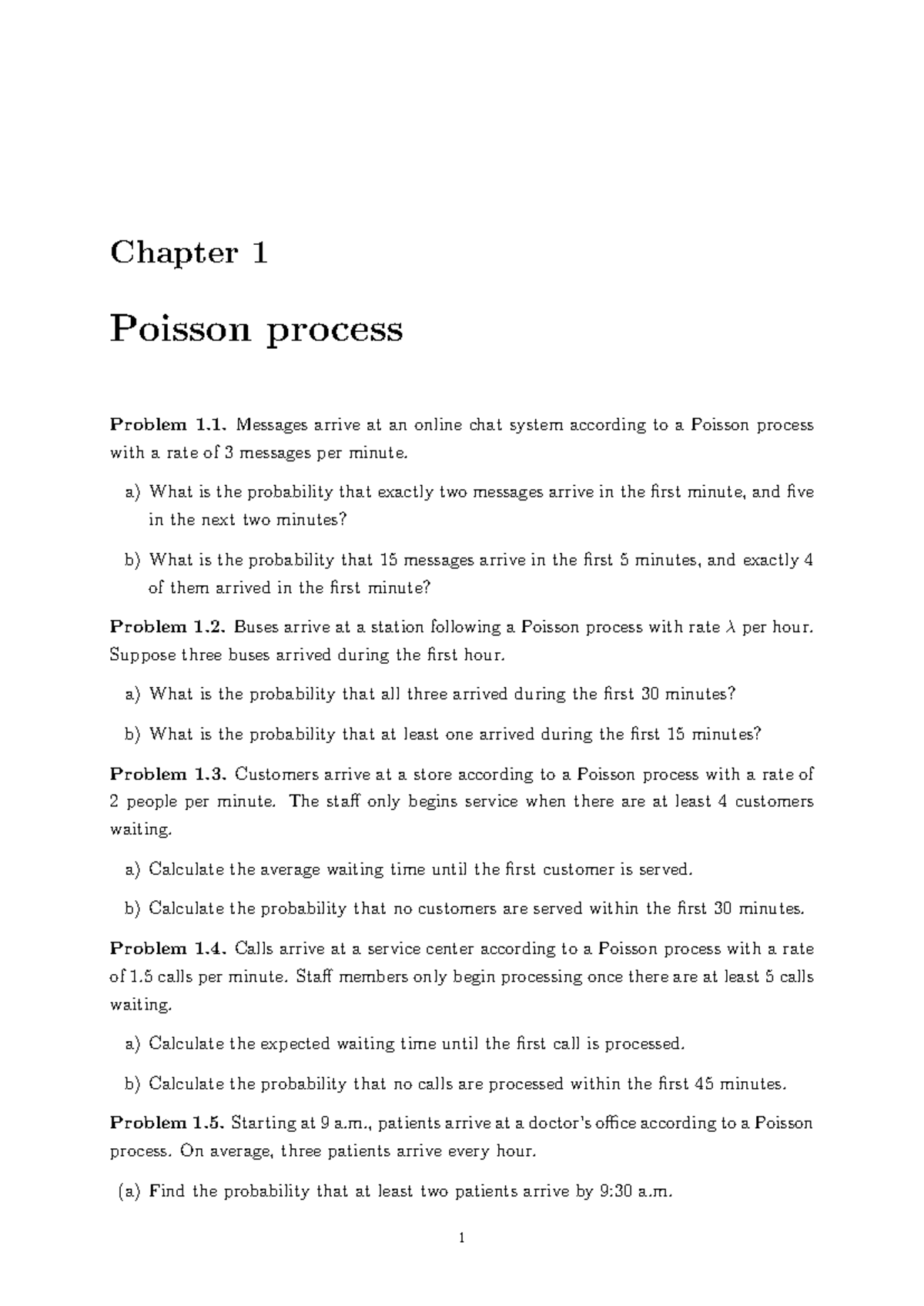 Exercise: Stochastic Processes C03021 - Poisson & Markov Chain Problems ...