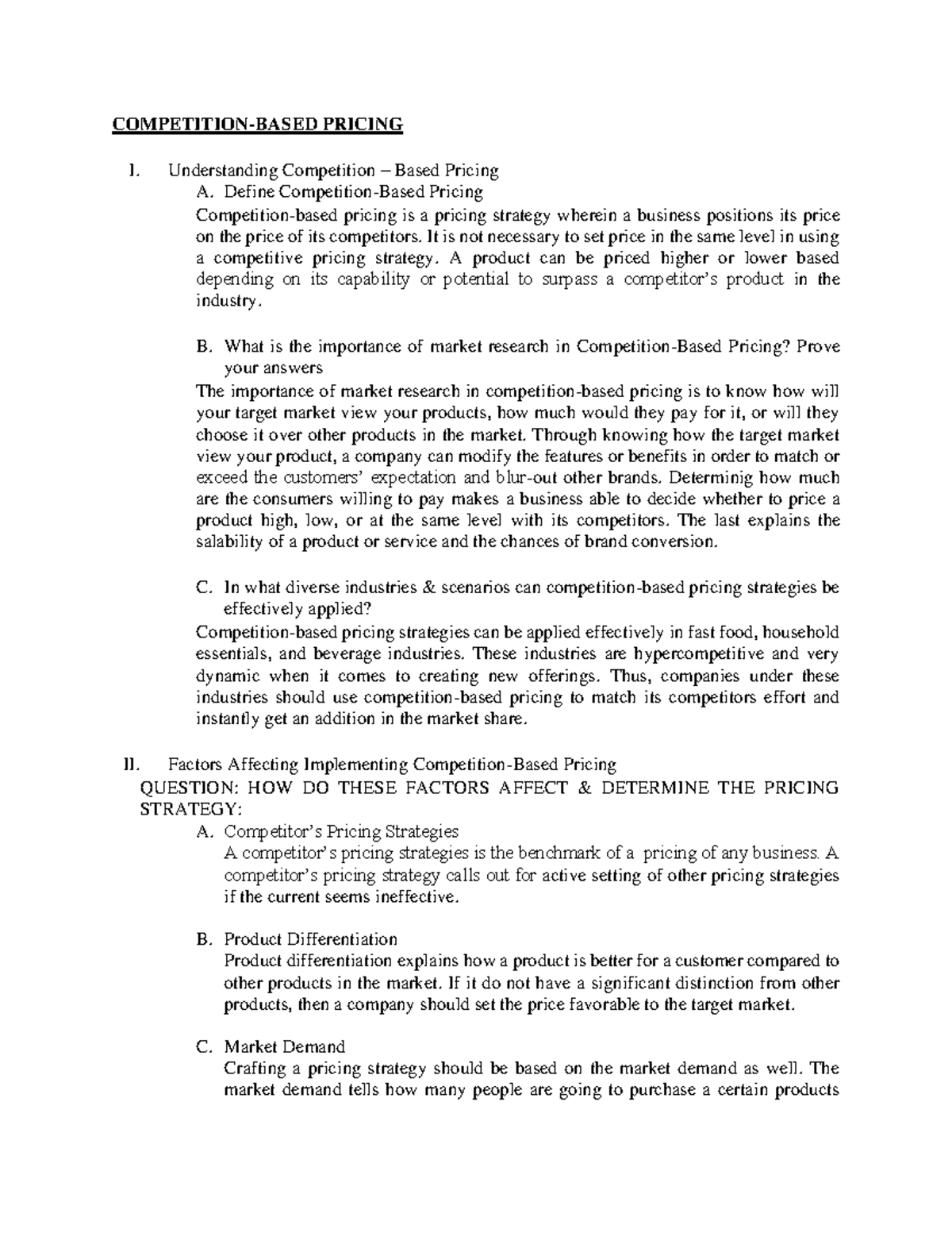 COMP101: Competition-Based Pricing Strategies and Market Impact ...