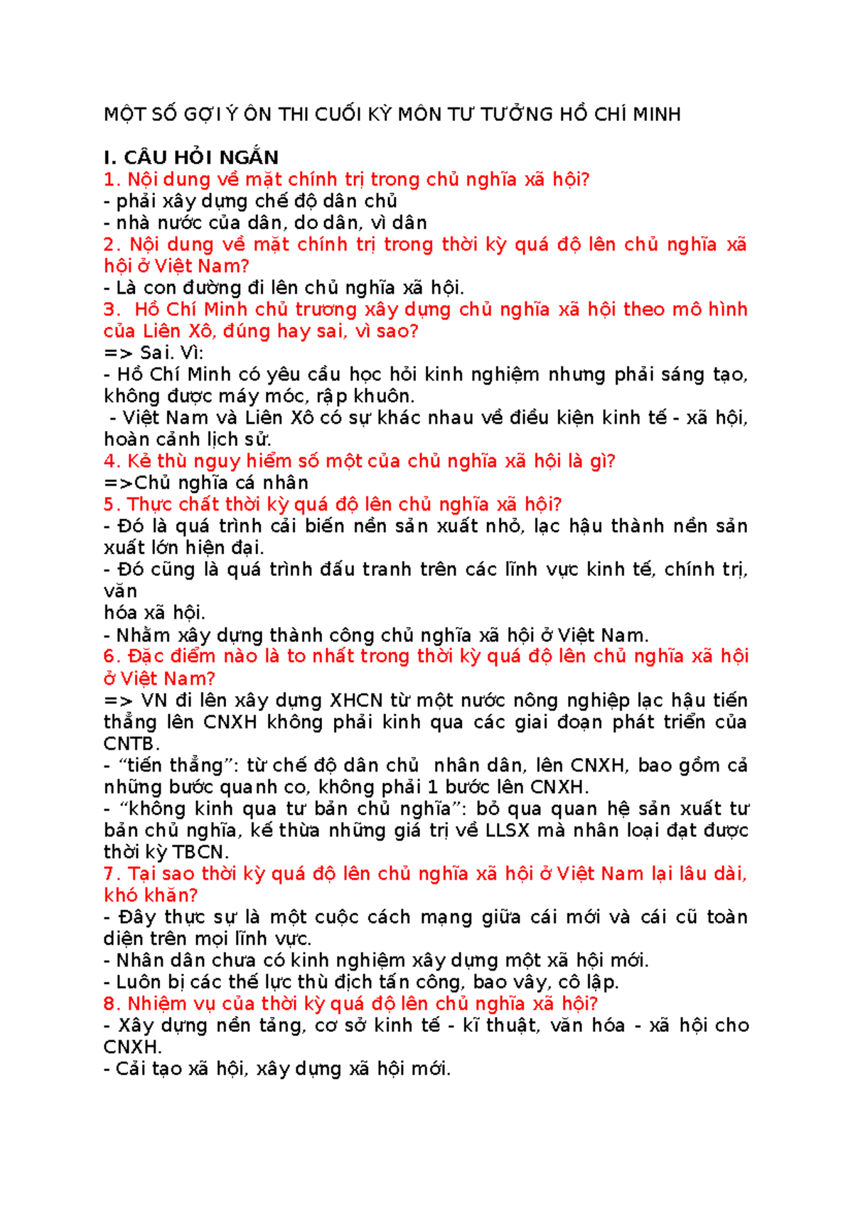 Đề thi cuối kỳ môn Tư tưởng Hồ Chí Minh - HCM101 - Document Preview